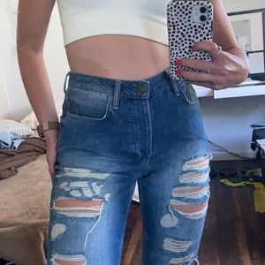 TOPSHOP high waisted HAYDEN Ripped jeans